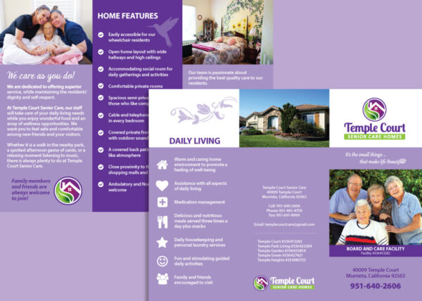 Temple Court Senior Care Brochure – Temecula Graphics